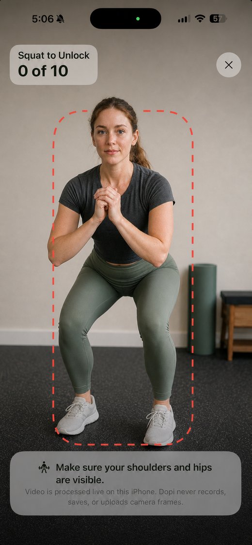 Squat to Unlock checking form with the on-screen guide
